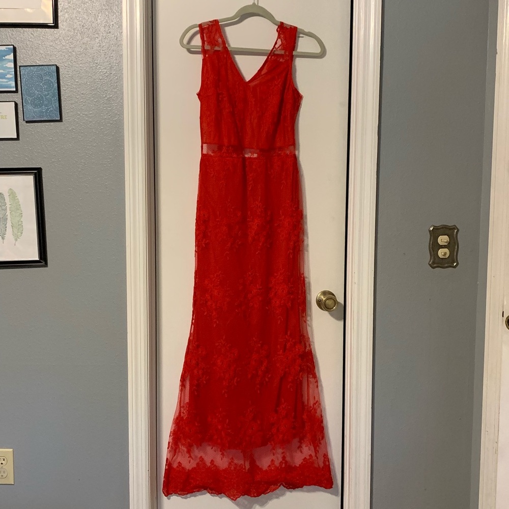 Red lace dress formal
